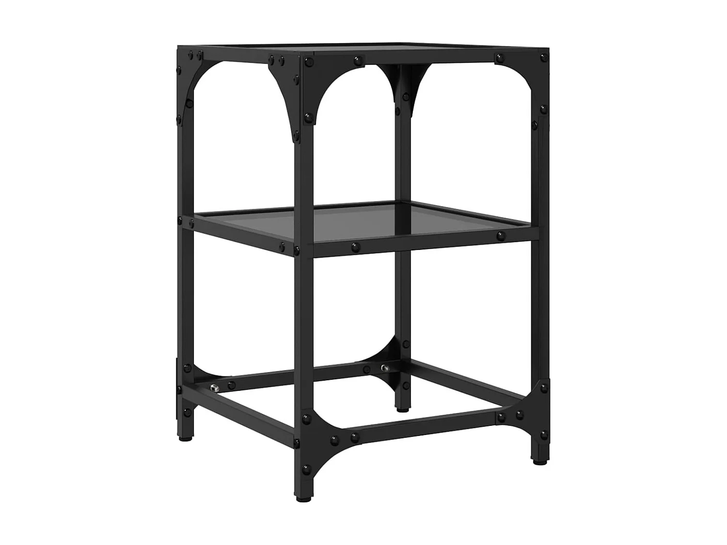 Couchtische mit schwarzer Glasplatte 2 Stk. 30x30x45 cm Stahl