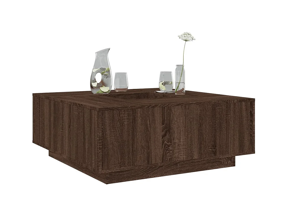 Table basse chêne marron 100x100x40 cm bois d'ingénierie