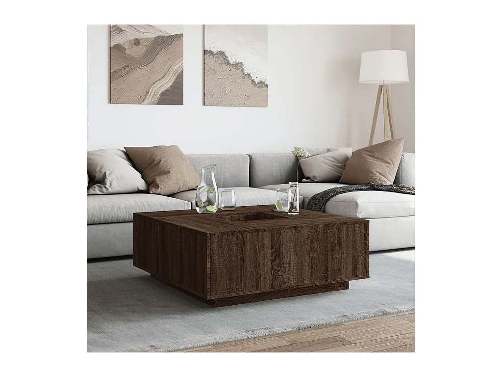 Table basse chêne marron 100x100x40 cm bois d'ingénierie