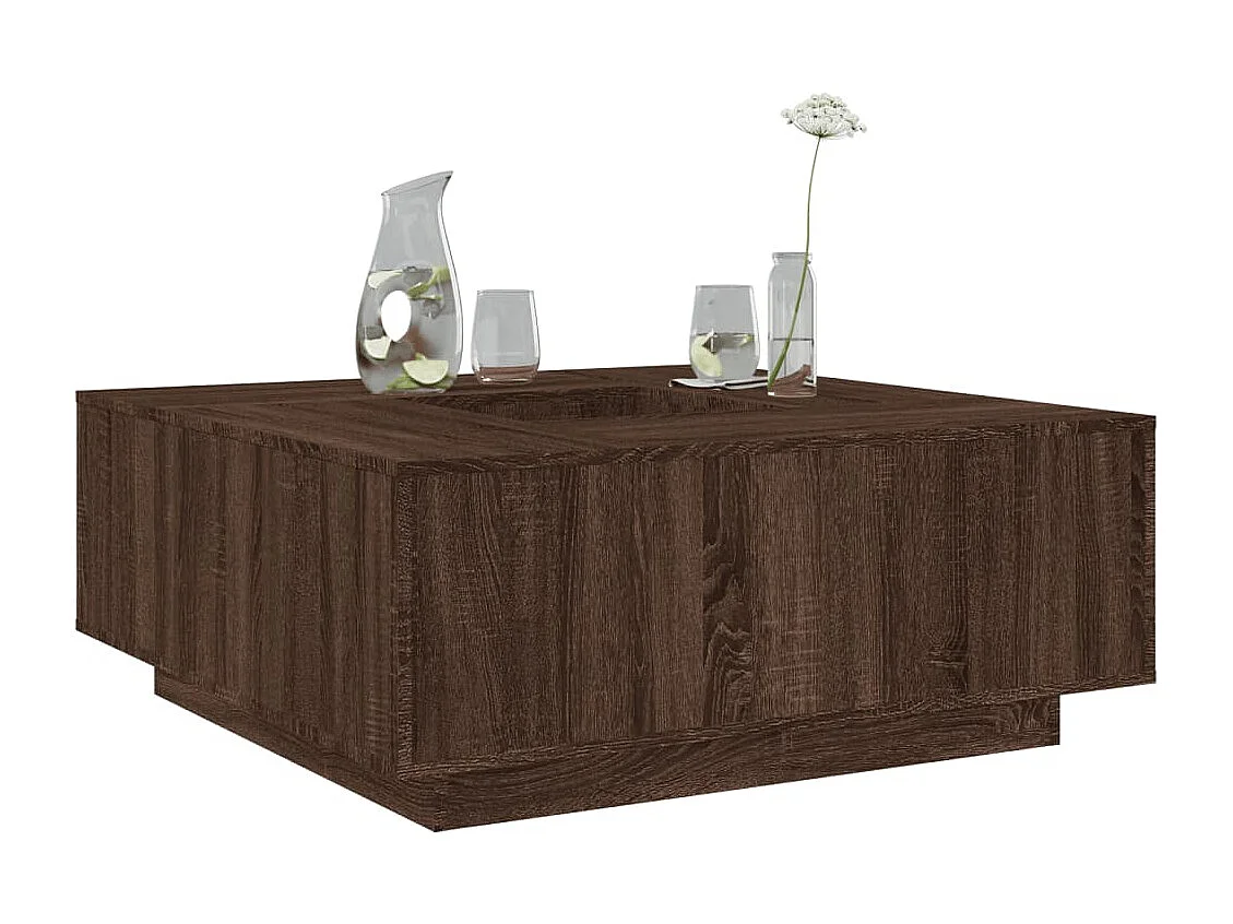 Mesa de centro roble marrón 100x100x40 cm madera de ingeniería