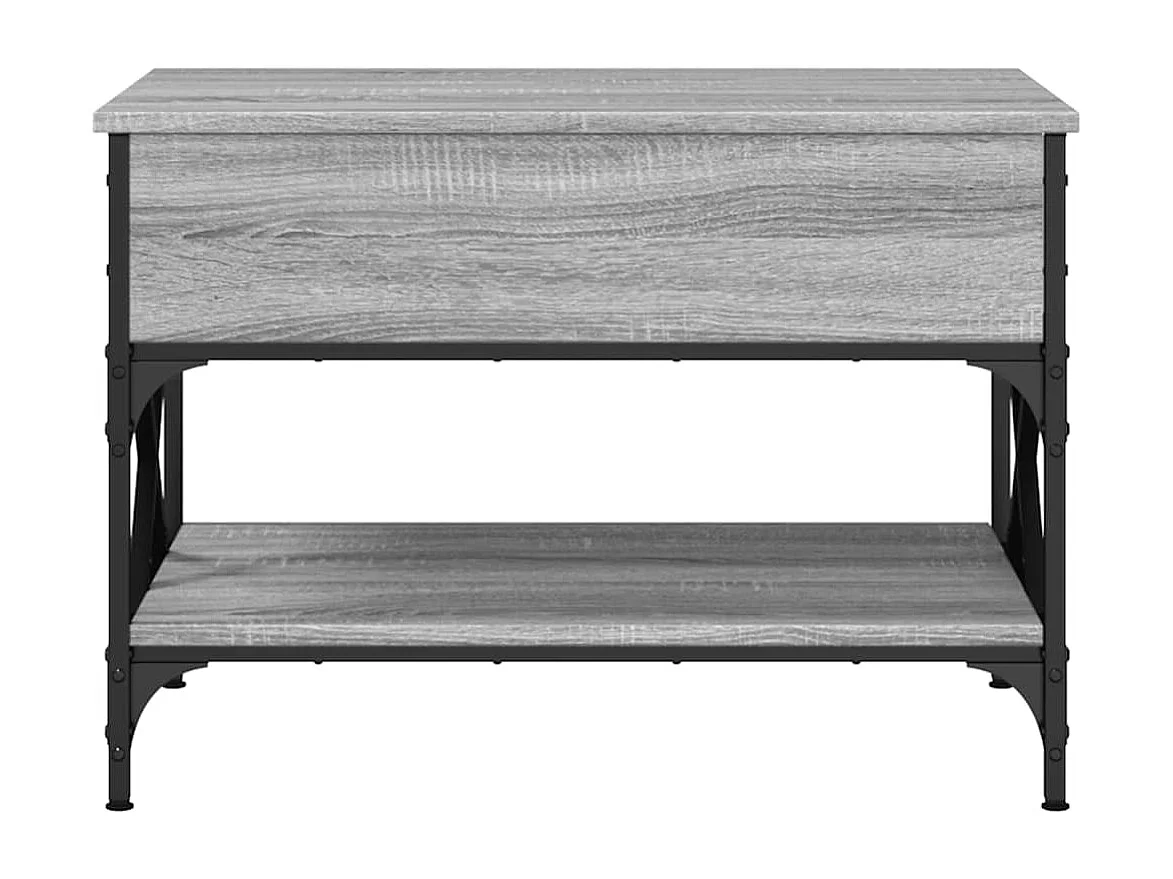 Table basse sonoma gris 70x50x50 cm bois d'ingénierie et métal