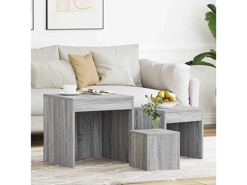 Tables gigognes 3 pcs Sonoma gris Bois d'ingénierie