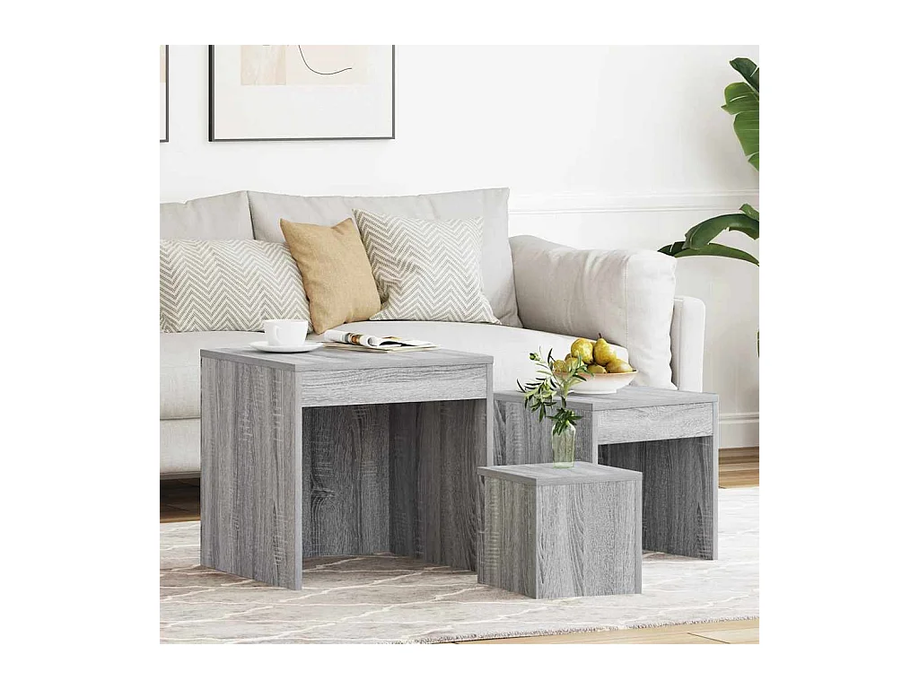 Tables gigognes 3 pcs Sonoma gris Bois d'ingénierie