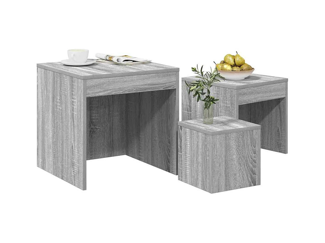 Tables gigognes 3 pcs Sonoma gris Bois d'ingénierie