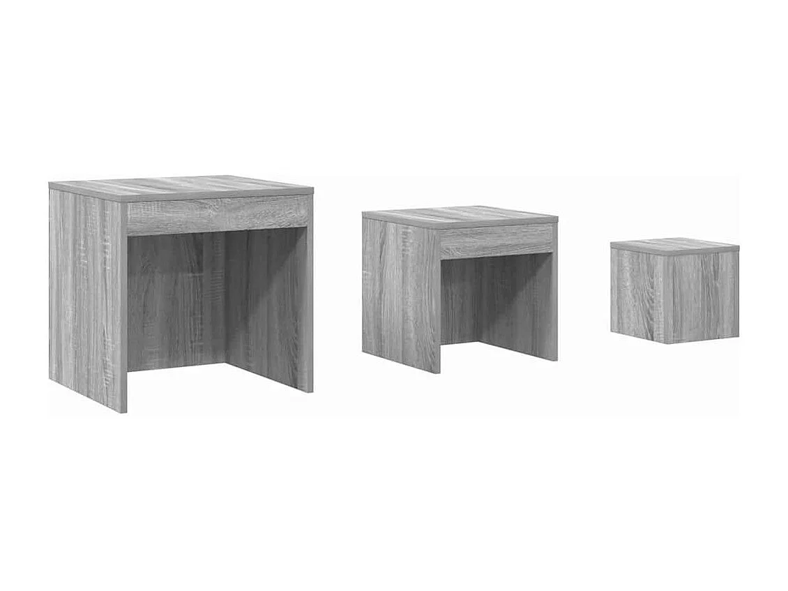 Tables gigognes 3 pcs Sonoma gris Bois d'ingénierie