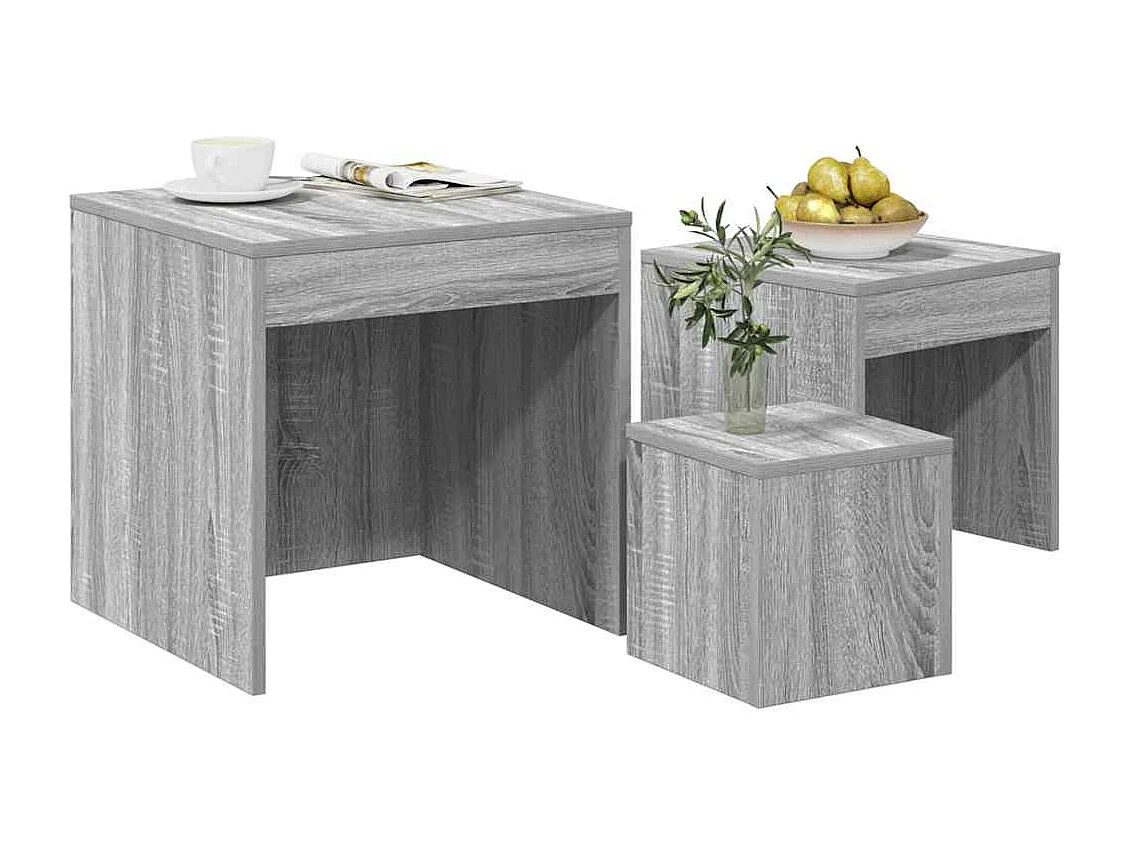 Tables gigognes 3 pcs Sonoma gris Bois d'ingénierie