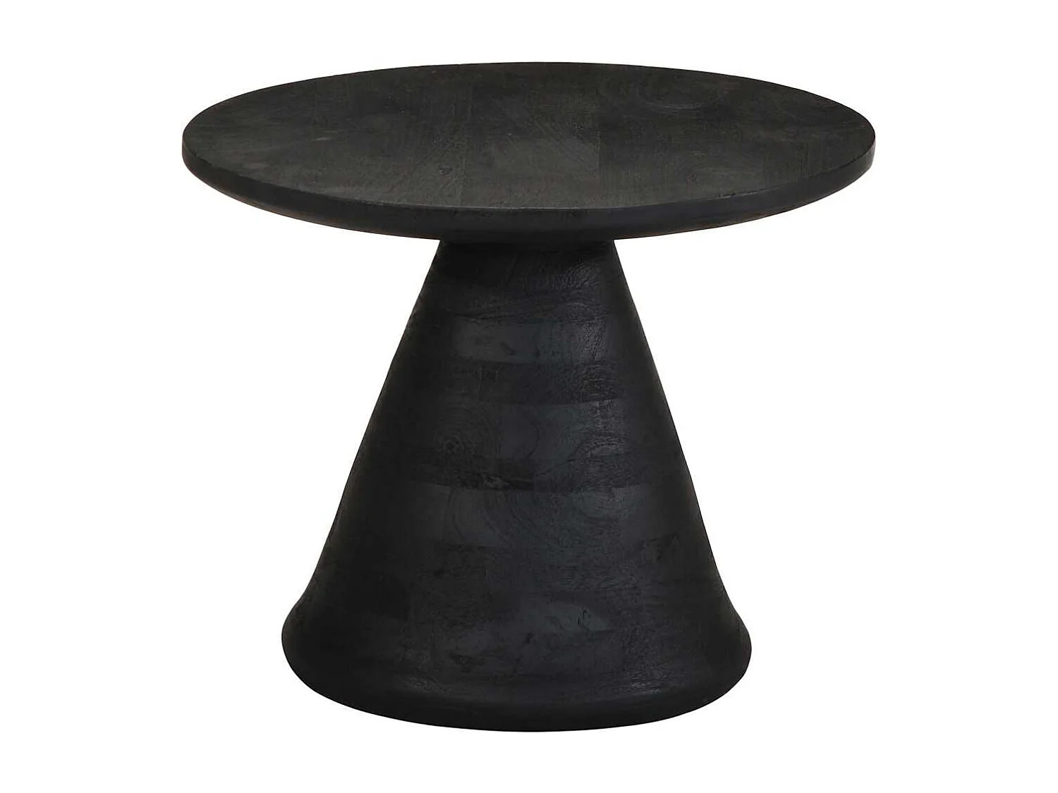 Table d'appoint noir Ø50x40 cm bois de manguier massif