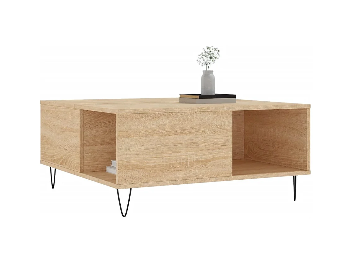 Mesa de centro de roble Sonoma 80x80x36,5 cm madera de ingeniería