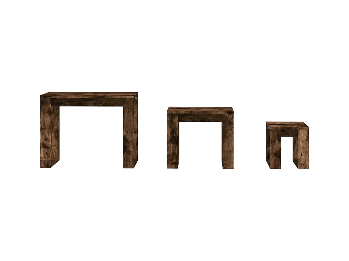 Tables gigognes 3 pcs Chêne fumé Bois d'ingénierie
