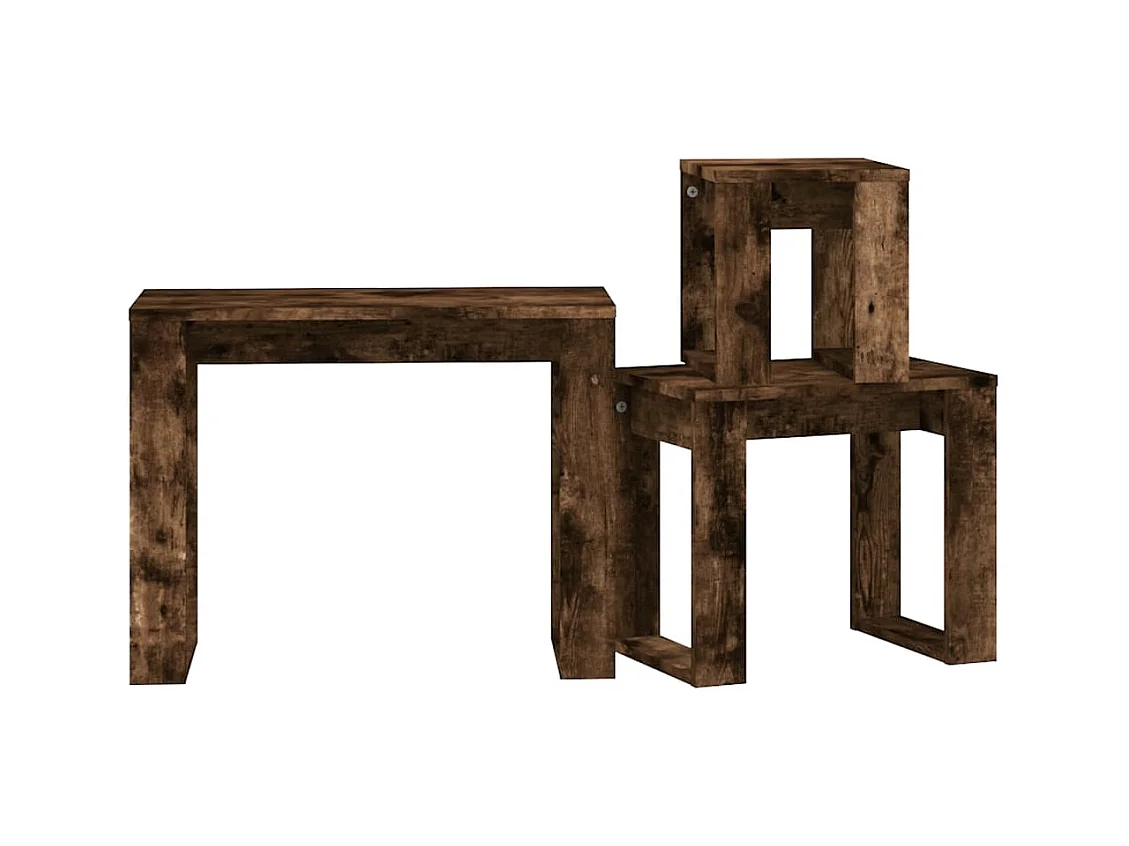 Tables gigognes 3 pcs Chêne fumé Bois d'ingénierie