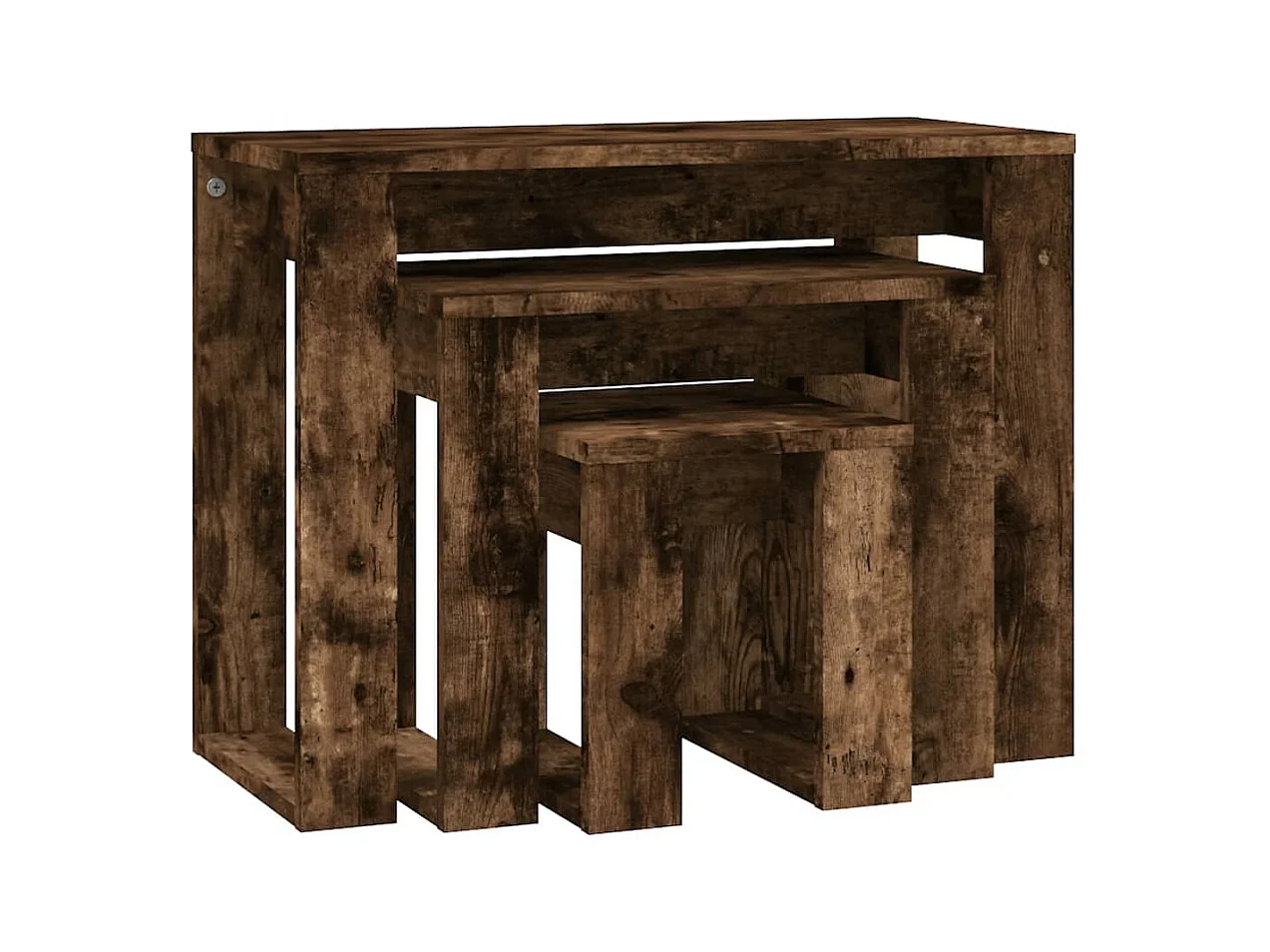 Tables gigognes 3 pcs Chêne fumé Bois d'ingénierie