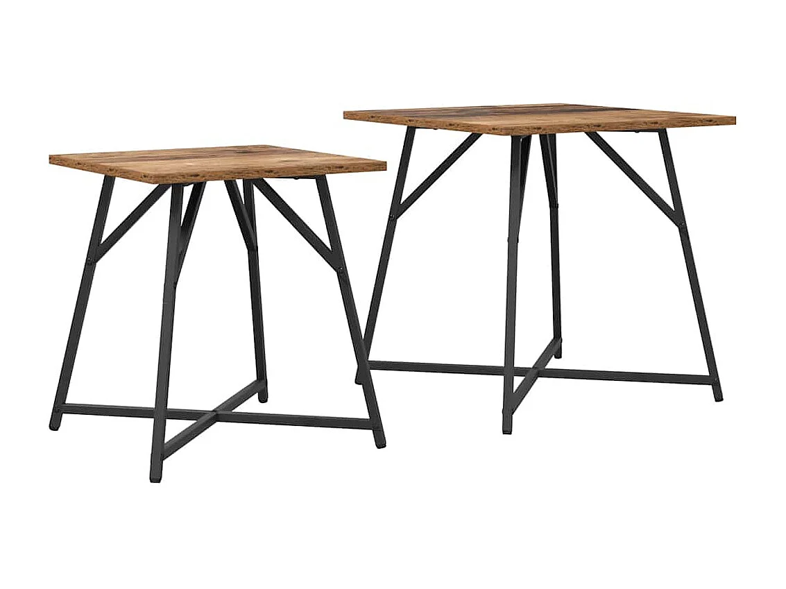Ensemble de tables d'appoint 2 pcs Bois ancien et noir