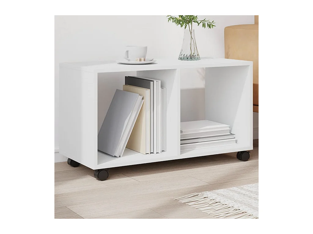 Armoire à roulettes blanc 72x33x42,5 cm bois d'ingénierie