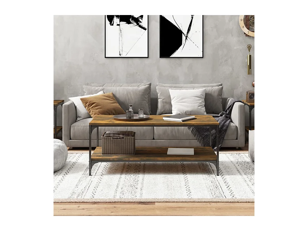 Mesa de centro de roble ahumado 80x50x40 cm Madera de ingeniería