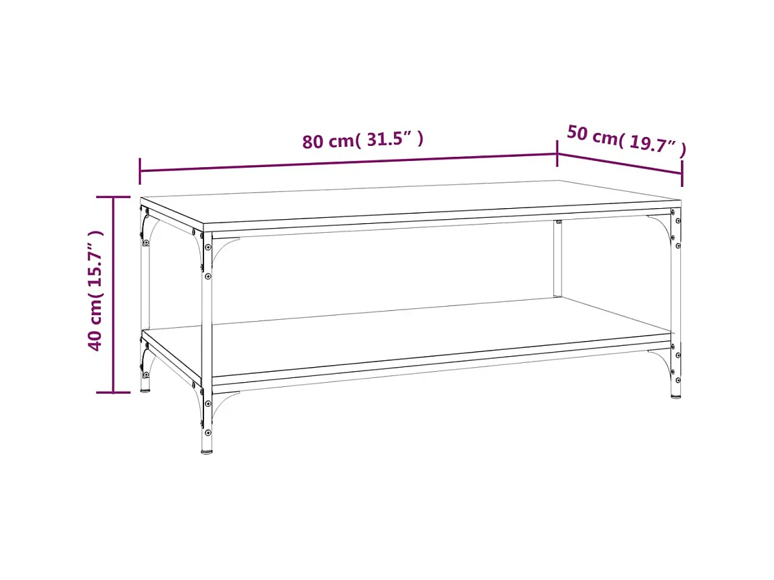 Mesa de centro de roble ahumado 80x50x40 cm Madera de ingeniería