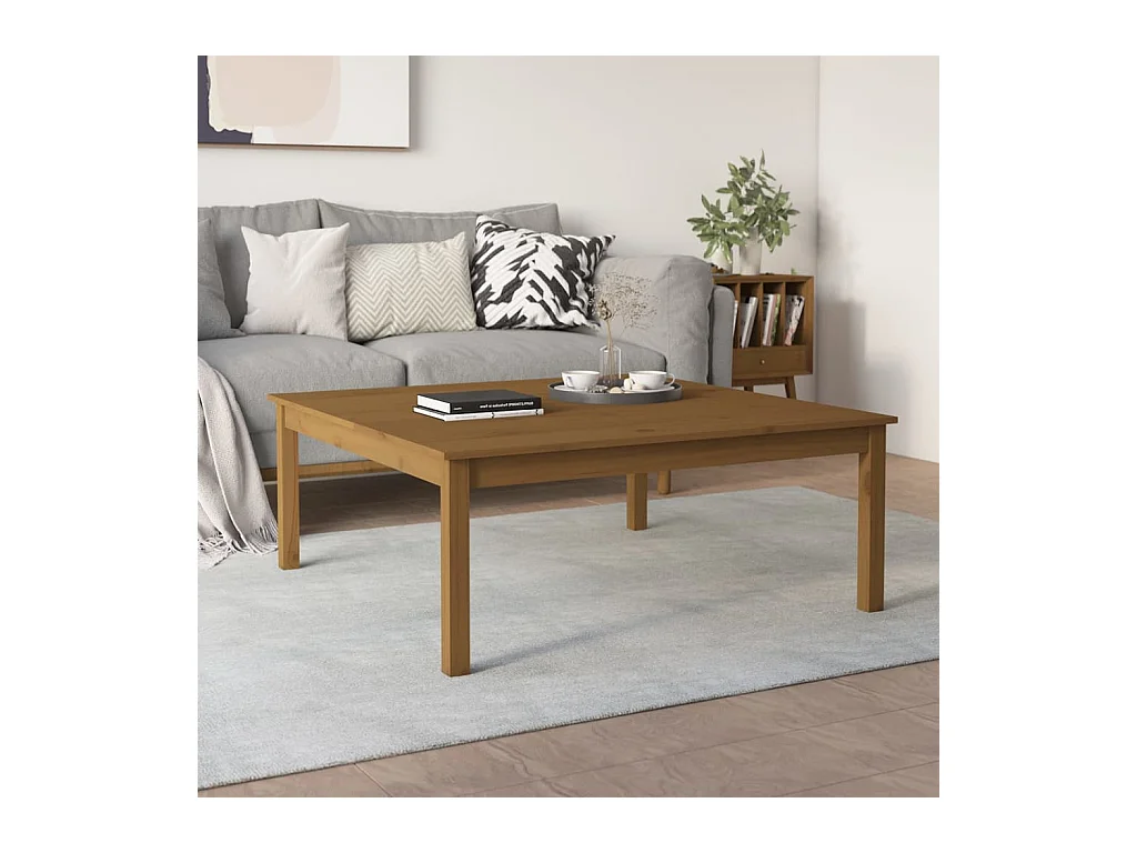 Table basse Marron miel 100x100x40 cm Bois massif de pin
