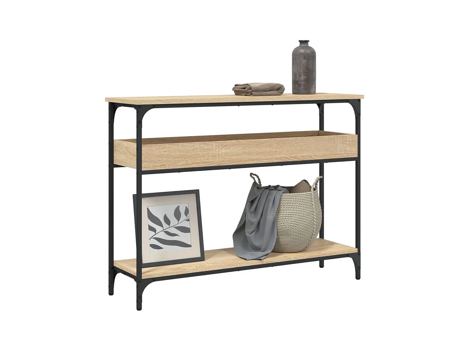 Table console avec étagère chêne sonoma 100x29x75 cm