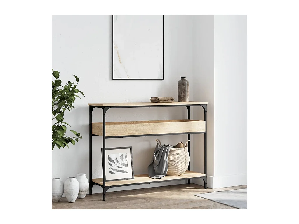 Table console avec étagère chêne sonoma 100x29x75 cm