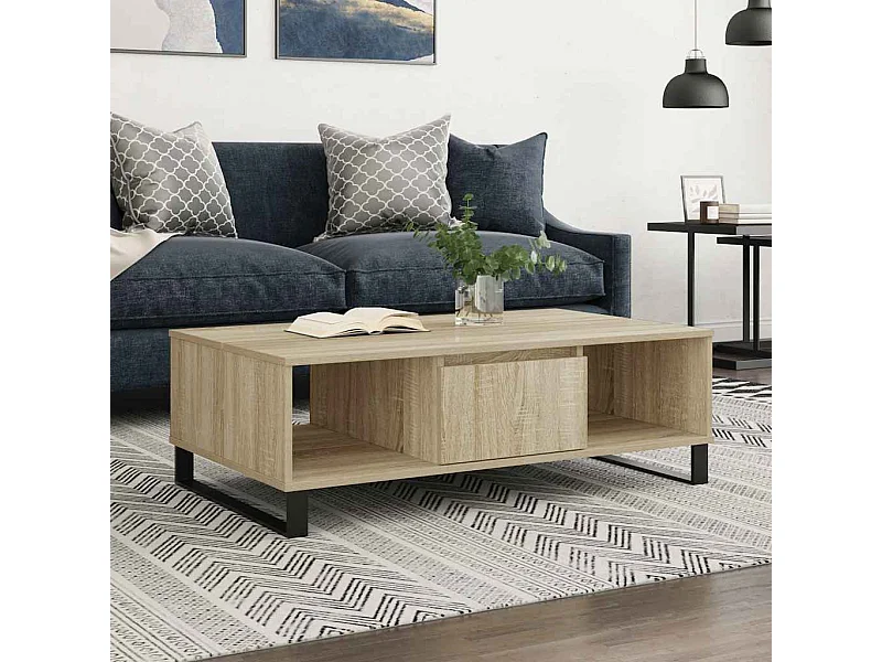 Mesa de centro de roble Sonoma 104x60x35 cm madera de ingeniería