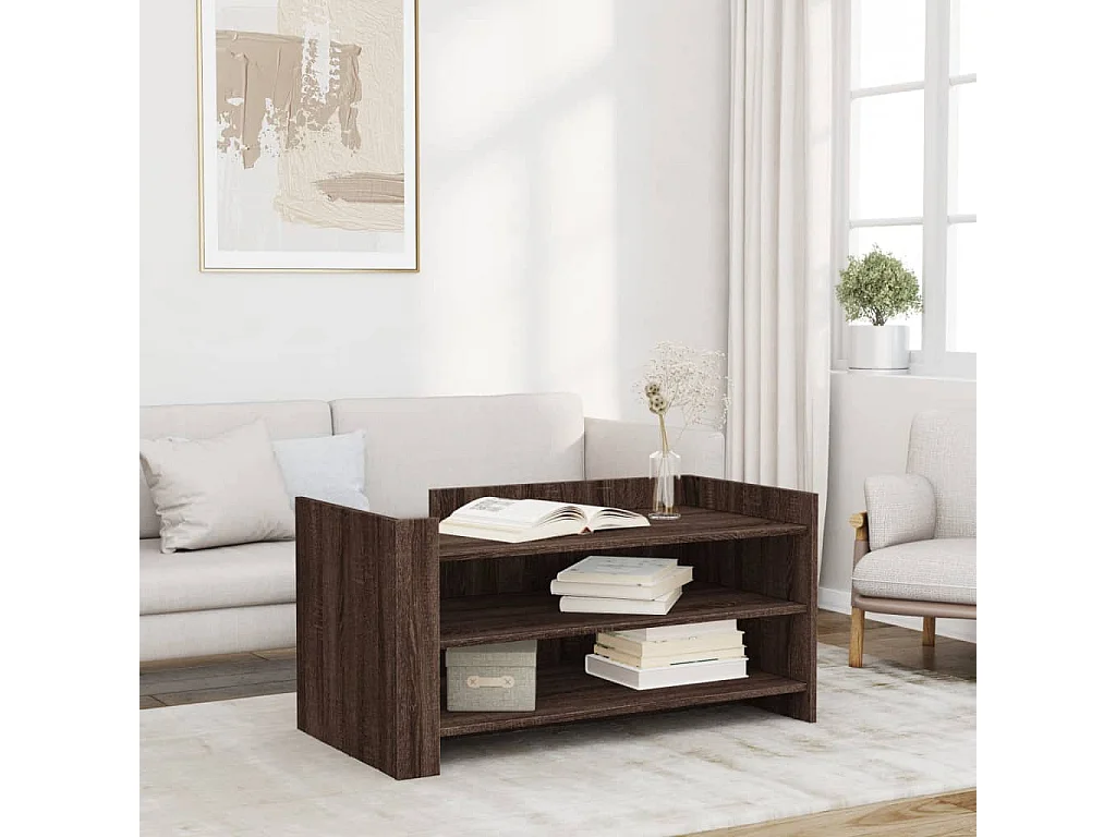 Mesa de centro roble marrón 100x50x50 cm madera de ingeniería