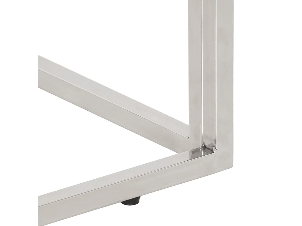 Table console argenté acier inoxydable et bois de mélèze massif