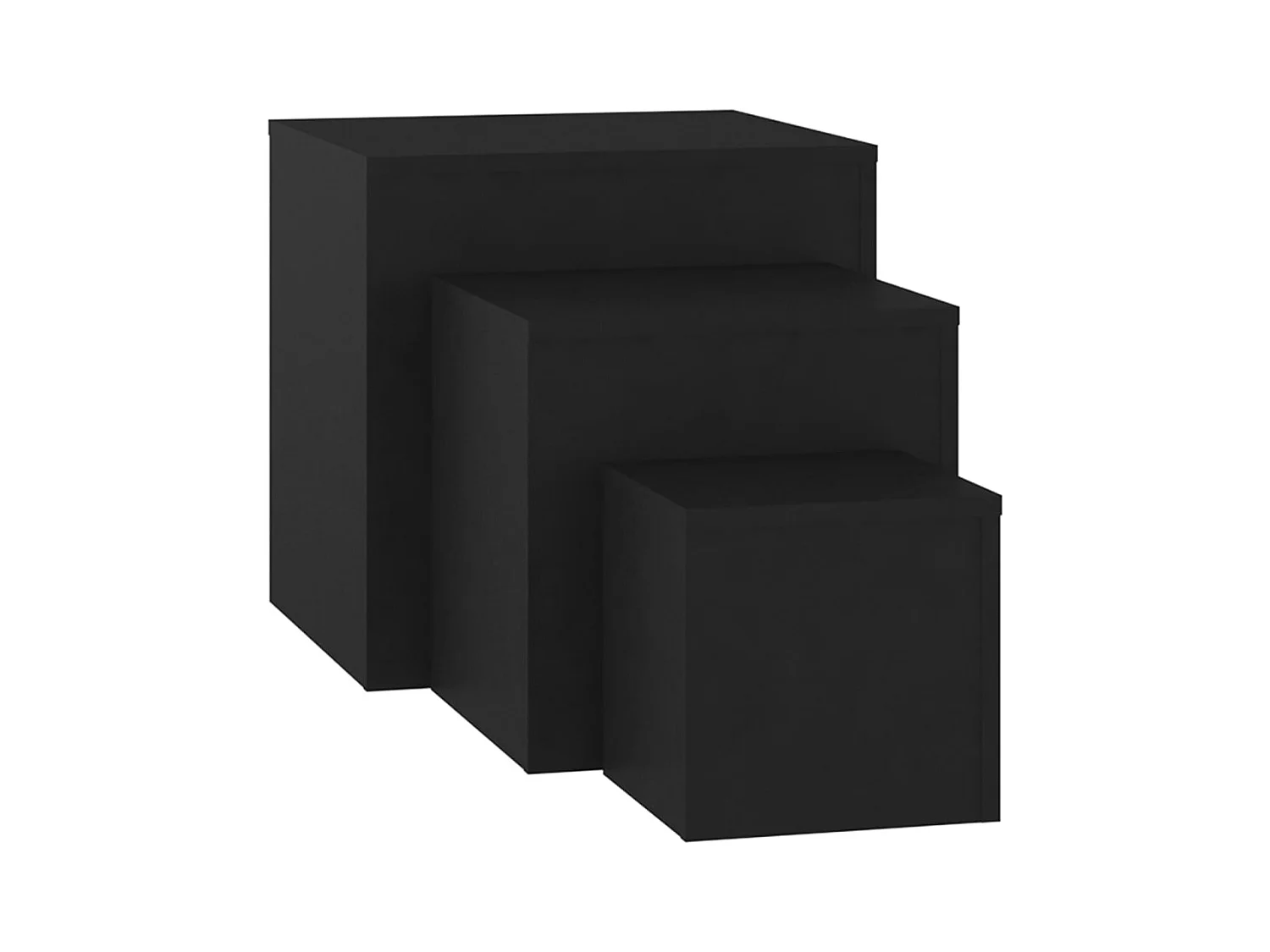 Tavolini laterali in legno ingegnerizzato nero da 3 pezzi