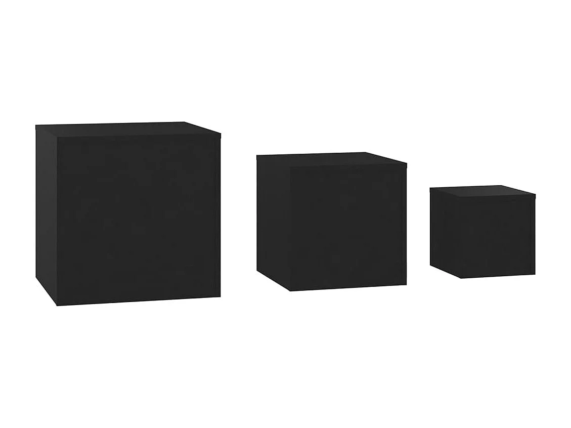 Tables d'appoint 3 pcs Noir Bois d’ingénierie