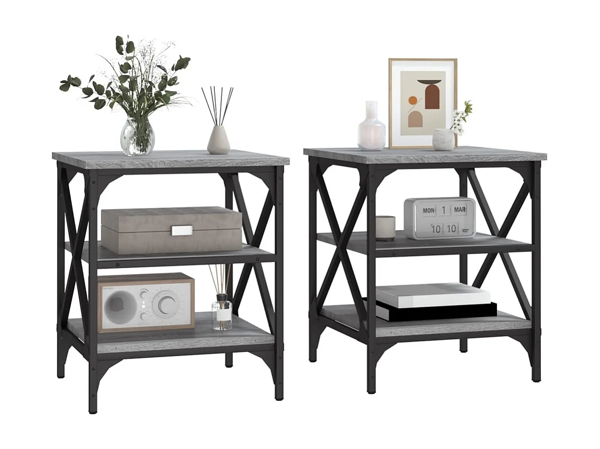Tables d'appoint 2 pcs Sonoma gris 40x42x50 cm Bois ingénierie
