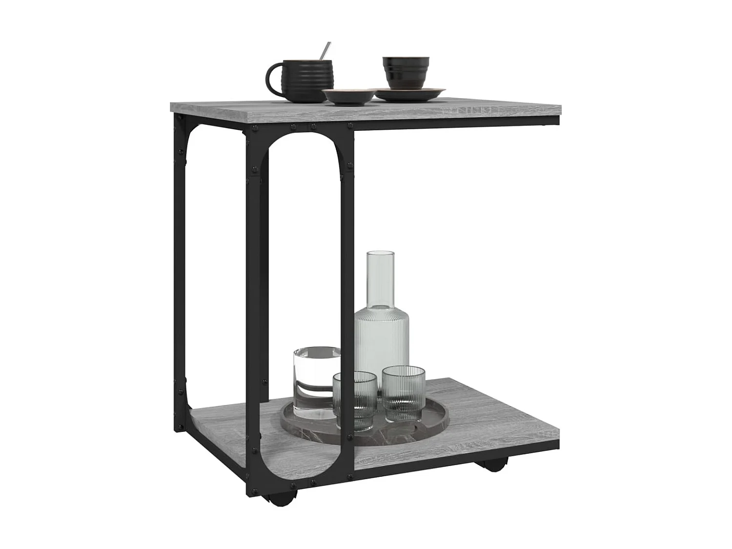 Sonoma grijze bijzettafel met wielen 50x35x55,5 cm