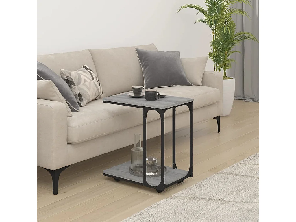 Sonoma grijze bijzettafel met wielen 50x35x55,5 cm