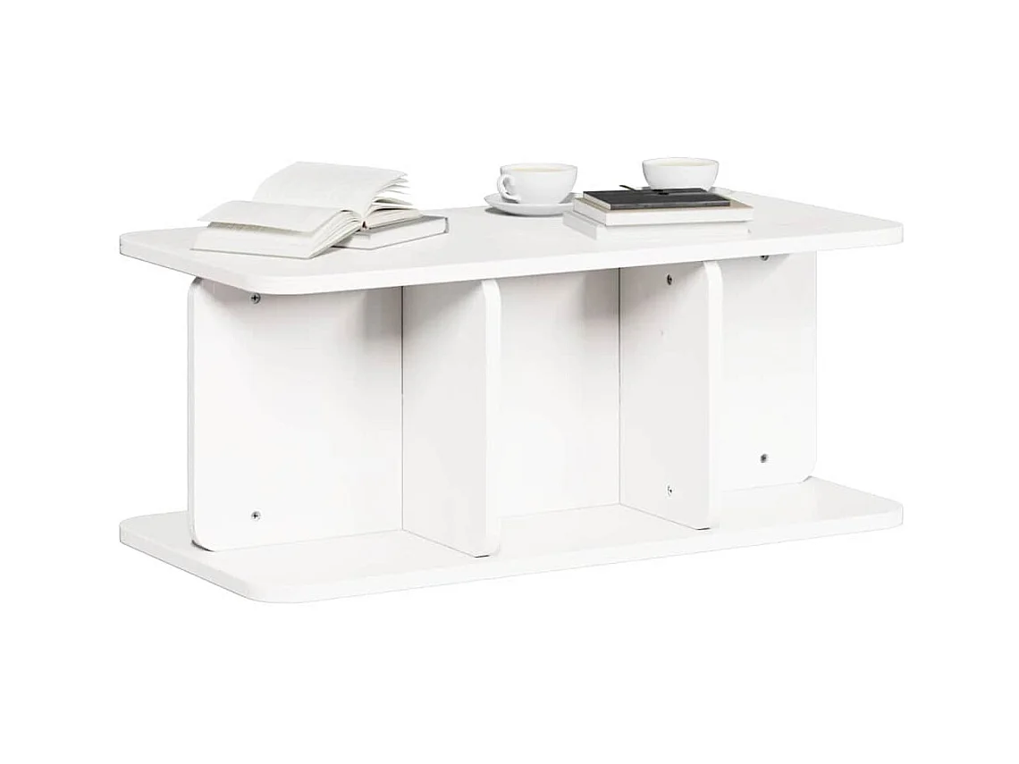 Tavolino da caffè Bianco 80 x 39,5 x 33,5 cm Legno massello di pino