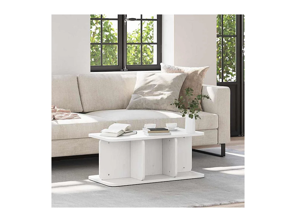Table basse Blanc 80 x 39,5 x 33,5 cm Bois massif en pin