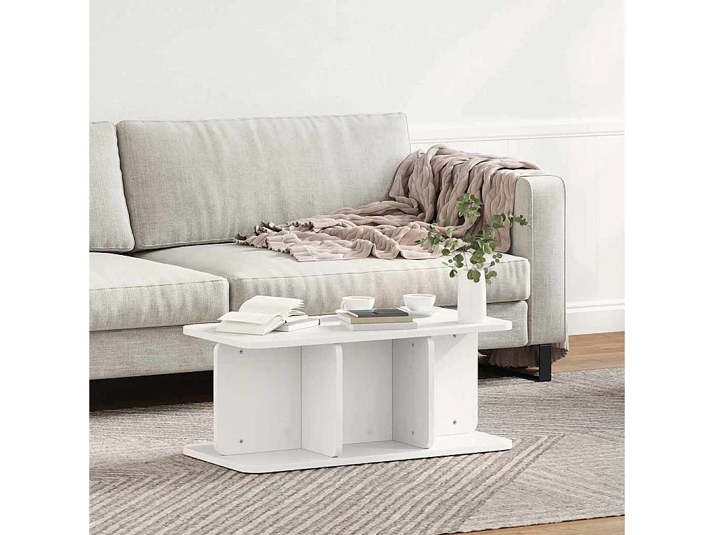 Table basse Blanc 80 x 39,5 x 33,5 cm Bois massif en pin