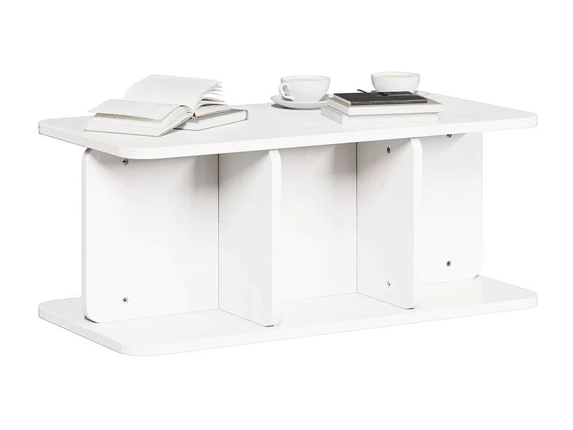 Couchtisch Weiß 80 x 39,5 x 33,5 cm Massivholz Kiefer