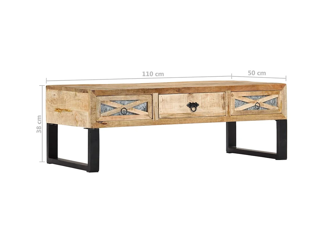 Table basse 110x50x38 cm bois de manguier massif