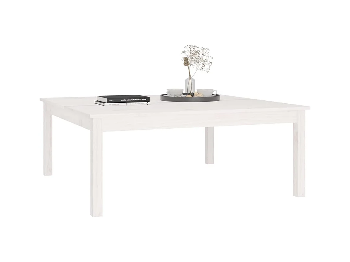 Mesa de centro Blanca 100x100x40 cm Madera maciza de pino