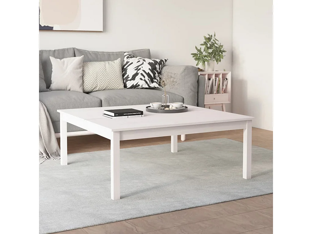 Salontafel Wit 100x100x40 cm Massief grenenhout
