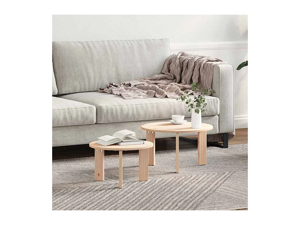 Table basse 2 pcs Naturel 47,5 x 47,5 x 27 cm