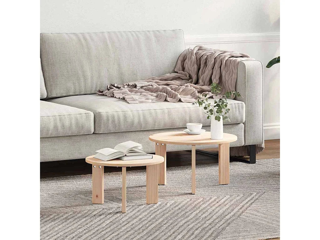 Tavolino basso 2 pezzi Naturel 47,5 x 47,5 x 27 cm