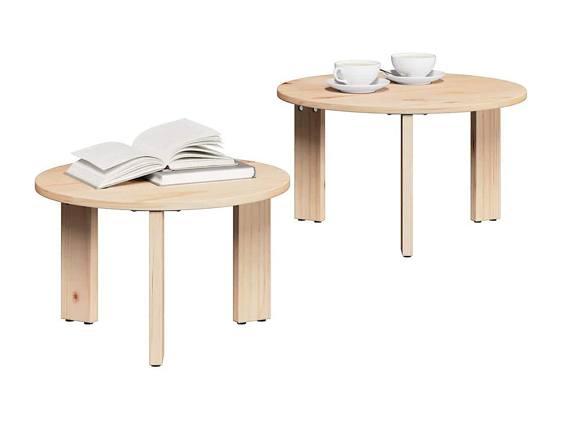 Tavolino basso 2 pezzi Naturel 47,5 x 47,5 x 27 cm