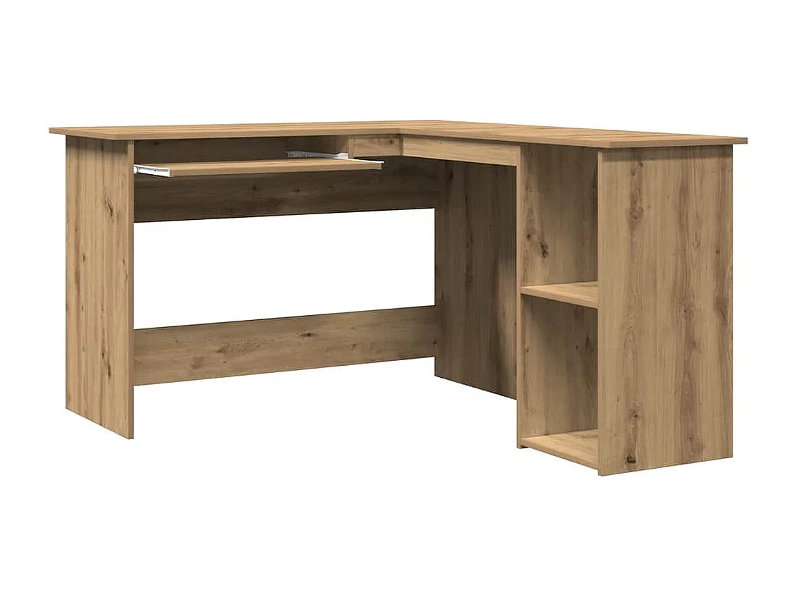 Bureau d'angle chêne artisanal 120x140x75 cm bois d'ingénierie