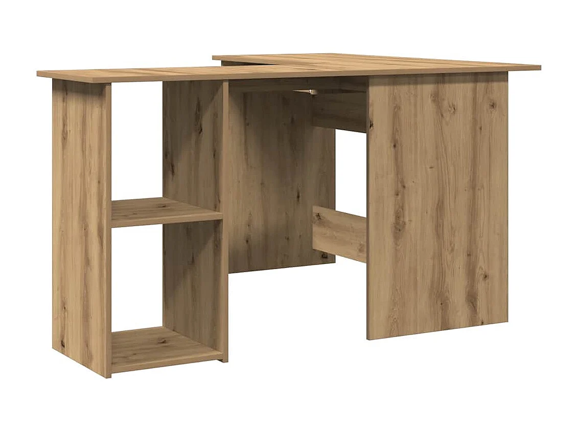 Bureau d'angle chêne artisanal 120x140x75 cm bois d'ingénierie