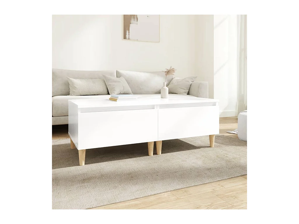 Tables d'appoint 2pcs Blanc brillant 50x46x35cm Bois ingénierie