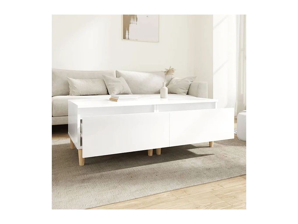 Tables d'appoint 2pcs Blanc brillant 50x46x35cm Bois ingénierie