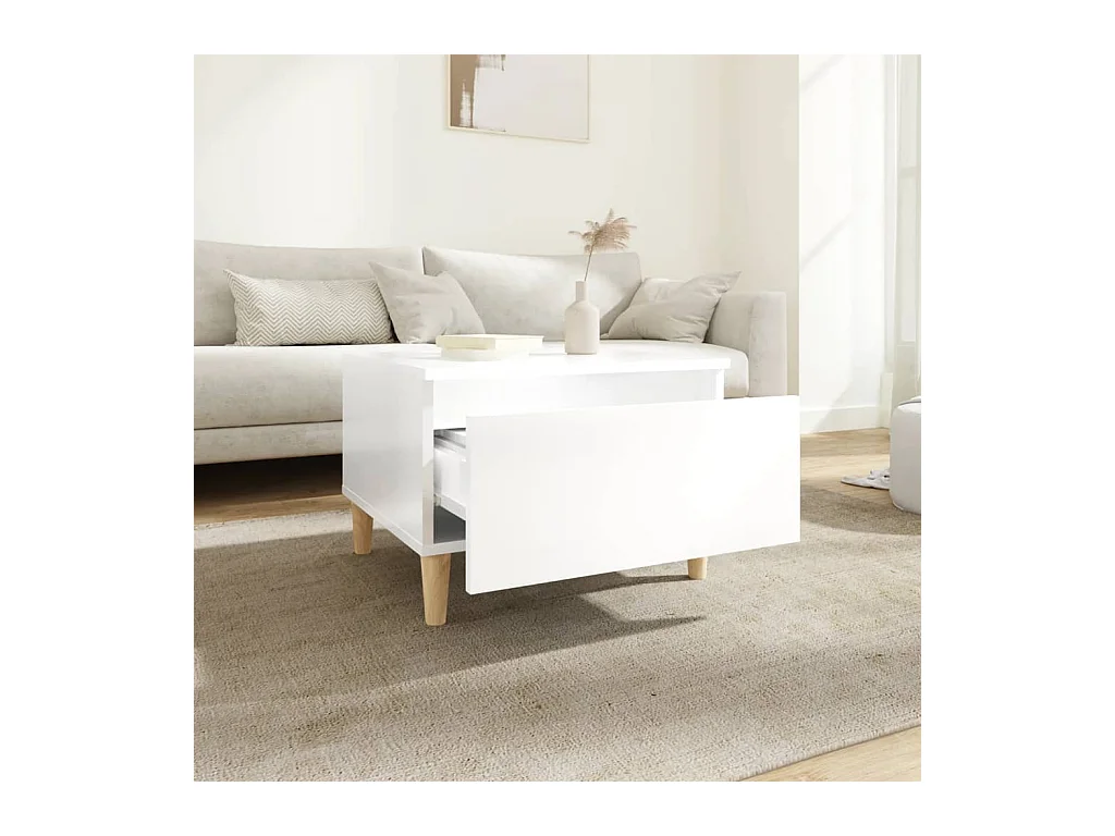 Tables d'appoint 2pcs Blanc brillant 50x46x35cm Bois ingénierie