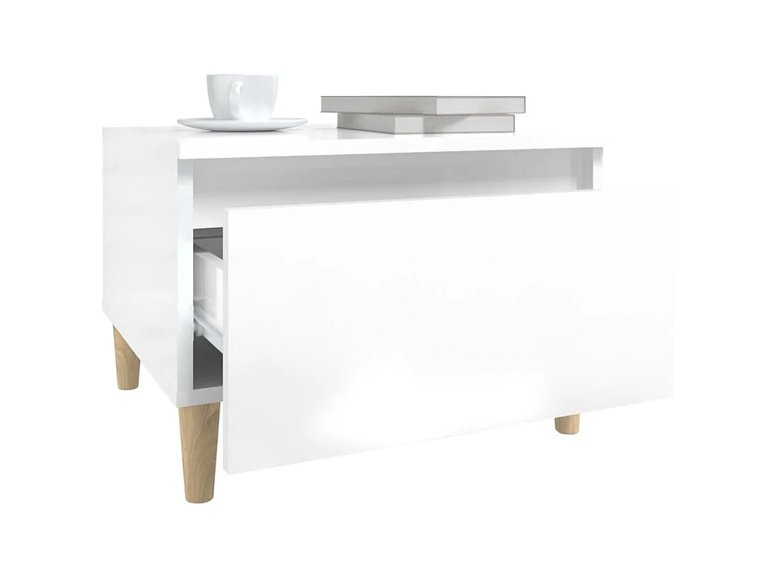 Tables d'appoint 2pcs Blanc brillant 50x46x35cm Bois ingénierie