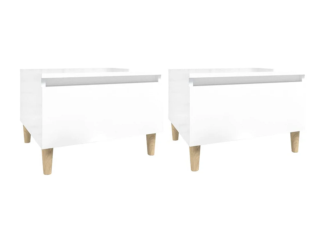 Tables d'appoint 2pcs Blanc brillant 50x46x35cm Bois ingénierie