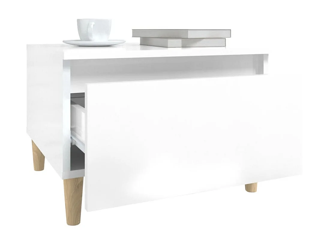 Tables d'appoint 2pcs Blanc brillant 50x46x35cm Bois ingénierie