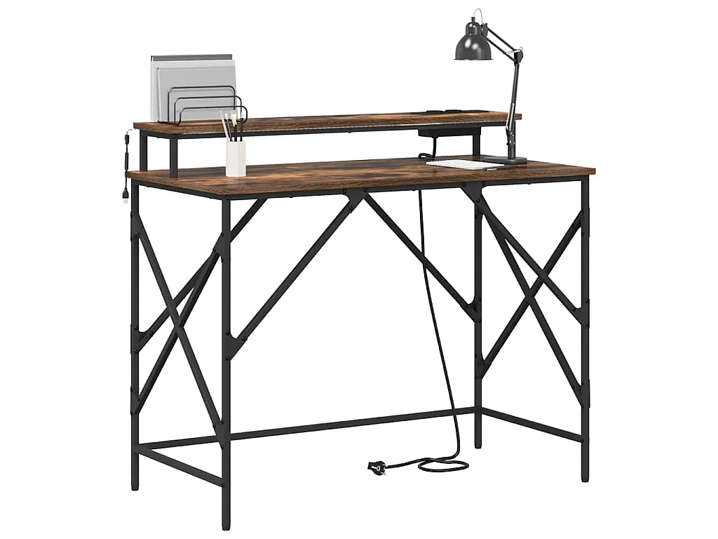 Gerookt eikenhouten bureau 100 x 50 x 86,5 cm bewerkt hout