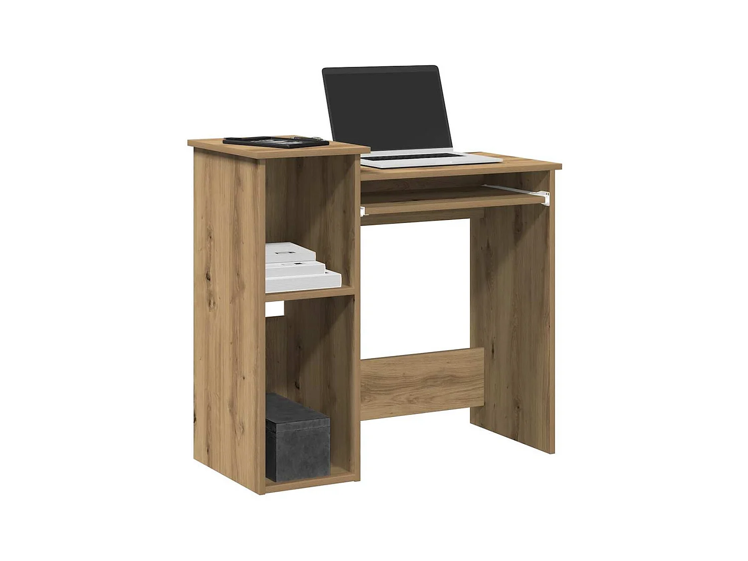 Bureau avec étagères chêne artisanal bois d'ingénierie